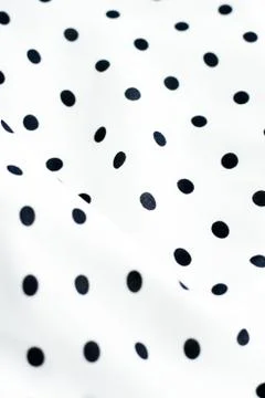 Classic polka dot textile background texture, black dots on white luxury fabr 스톡 사진