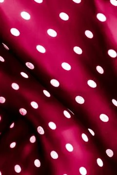 Classic polka dot textile background texture, white dots on red luxury fabric Stockfoto's
