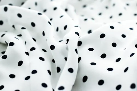 Classic polka dot textile background texture, black dots on white luxury fabr Stock Photos