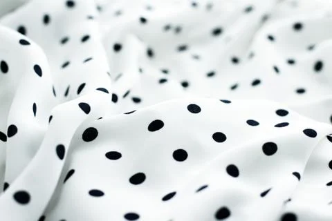 Classic polka dot textile background texture, black dots on white luxury fabr Stockfoto's