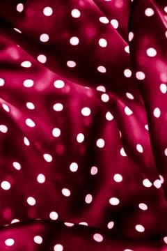 Classic polka dot textile background texture, white dots on red luxury fabric Stock Photos