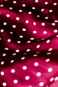 Classic polka dot textile background texture, white dots on red luxury fabric 스톡 사진