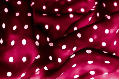 Classic polka dot textile background texture, white dots on red luxury fabric 스톡 사진