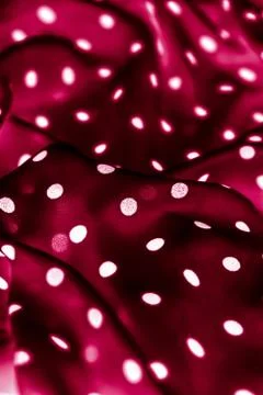 Classic polka dot textile background texture, white dots on red luxury fabric 스톡 사진