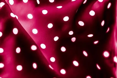 Classic polka dot textile background texture, white dots on red luxury fabric Stock Photos