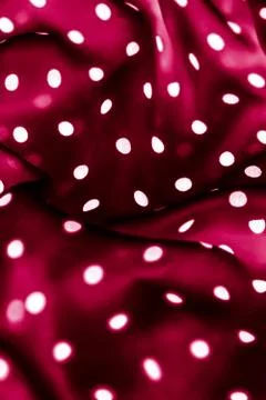 Classic polka dot textile background texture, white dots on red luxury fabric Stock Photos