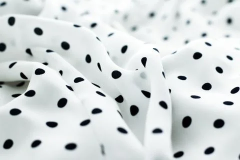 Classic polka dot textile background texture, black dots on white luxury fabr 스톡 사진
