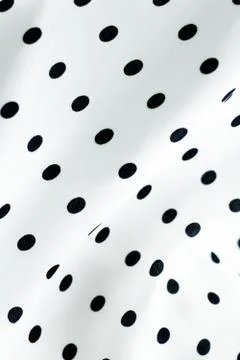 Classic polka dot textile background texture, black dots on white luxury fabr 스톡 사진
