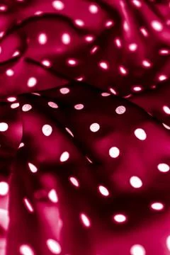 Classic polka dot textile background texture, white dots on red luxury fabric Stock Photos