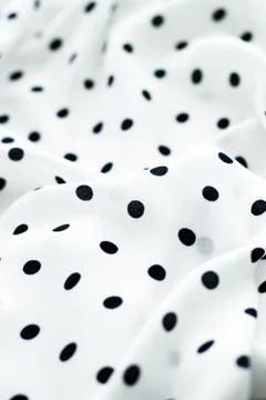 Classic polka dot textile background texture, black dots on white luxury fabr 스톡 사진