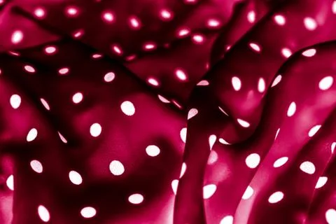 Classic polka dot textile background texture, white dots on red luxury fabric Stockfoto's