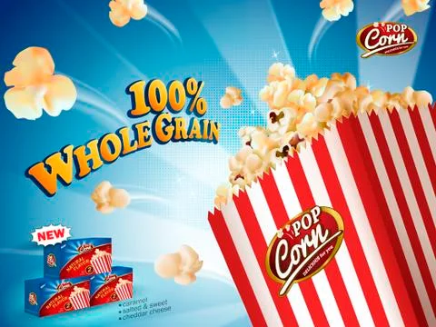 Classic popcorn ads Illustrazione stock
