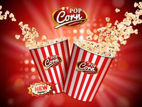 Classic popcorn ads Stock Illustration
