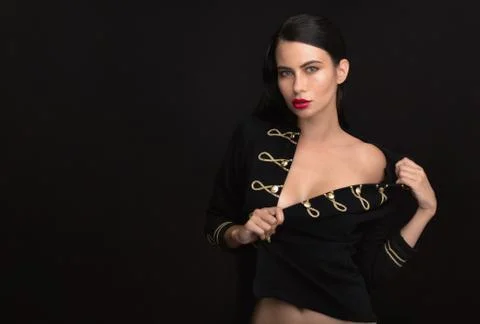 Classic portrait of a model with a dark studio Stock Photos