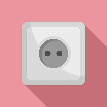 Classic power socket icon, flat style Stock Illustration