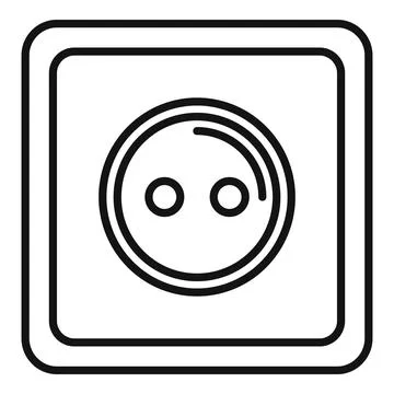 Classic power socket icon, outline style Stock Illustration