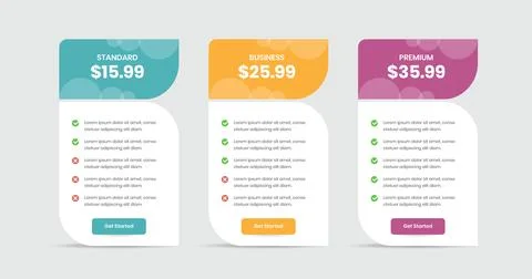 Classic pricing comparison check list with abstract shape for interface desig イラスト素材