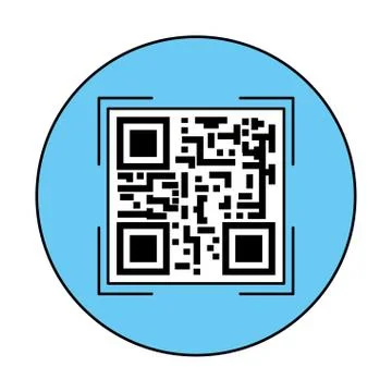 Classic qr code in frame circular 库存插图