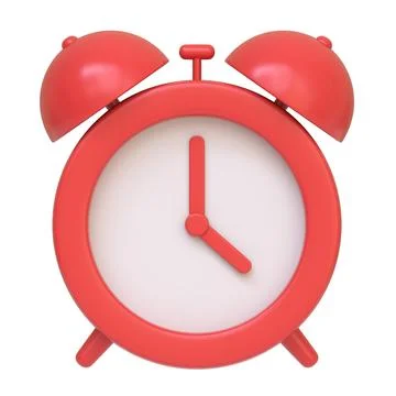 Classic red alarm clock isolated on a white background Illustrazione stock