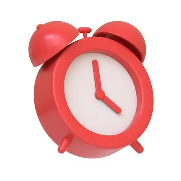 Classic red alarm clock isolated on a white background Illustrazione stock