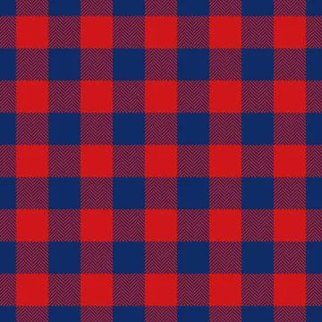 Classic red and blue checkered pattern. Seamless buffalo plaid fabric design. イラスト素材