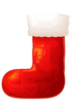 The classic red and white boot, worn at Christmas by Santa Claus Stock Illustration