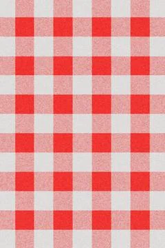 Classic red and white gingham checkered fabric texture background for picnic or Stock Illustration