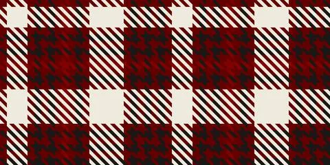 Classic Red Black White Houndstooth Tartan Holiday Design 库存插图