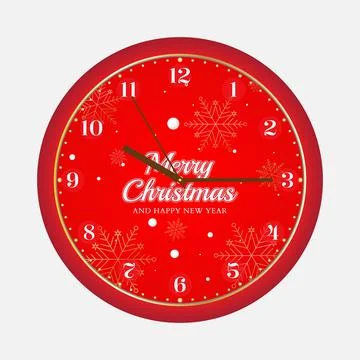 Classic Red Christmas Wall Clock Stock Illustration