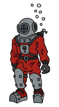 Classic red deep diver Stock Illustration