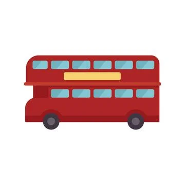 Classic red double decker bus driving side view illustration Stock Illustration