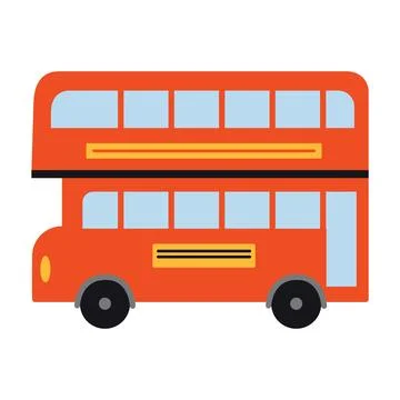 Classic red double-decker bus, a symbol of London and British culture. Vector Stock Illustration