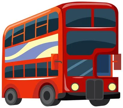 Classic Red Double Decker City Bus Vector Illustration Isolated on White Stock Illustration