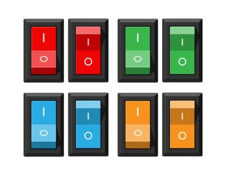 Classic red electric switch. Square power selector Illustrazione stock