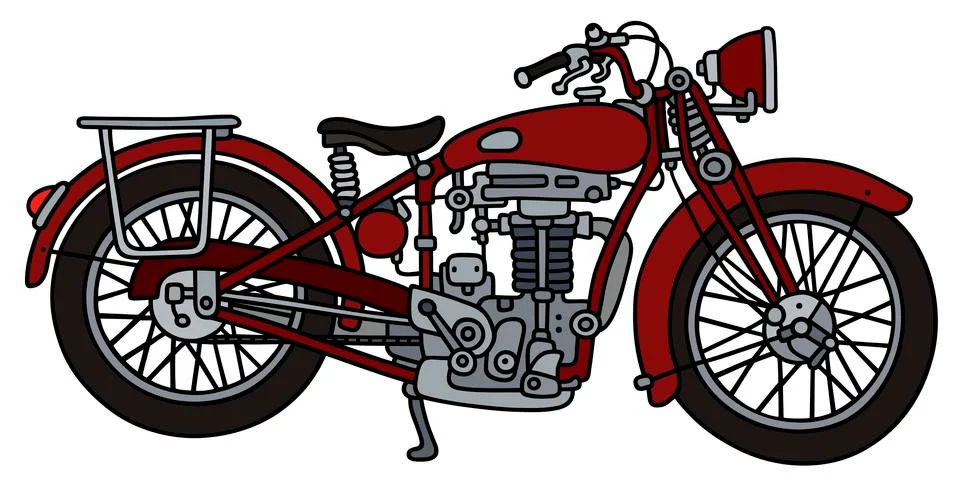 Classic red motorcycle Stock Illustration