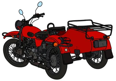 The classic red sidecar Stock Illustration