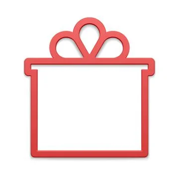 Classic red squared gift box with lid contoured frame realistic toy shape C.. Stock-Illustration