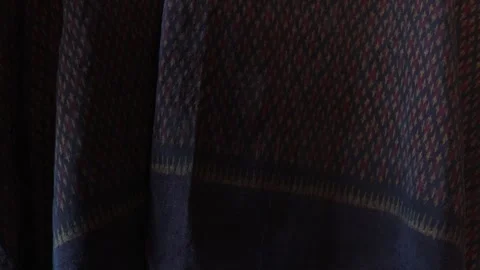 Classic red Thai fabric pattern in natural light, texture background Stock Footage 296734666