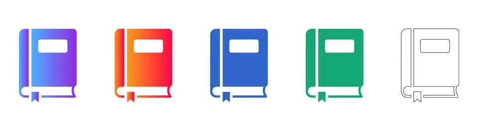 Classic Reference Book Icon Set Stock Illustration