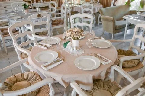 Classic restaurant interior Stock Photos