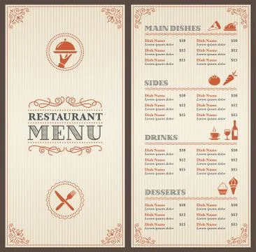 Classic Restaurant Menu Template Stock Illustration