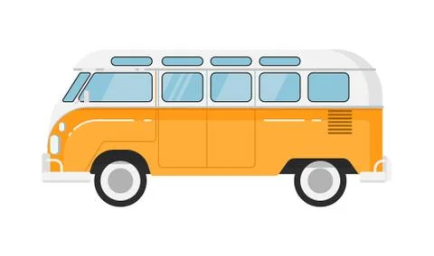 Classic retro bus isolated vector illustration Stock Illustration