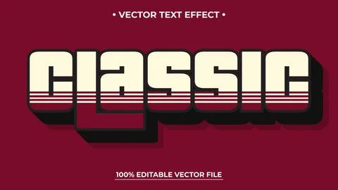 Classic retro editable text effect alphabet font typography typeface Stock Illustration