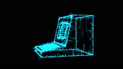 Classic retro perconal computer. Programming code concept Stock Footage 154463499