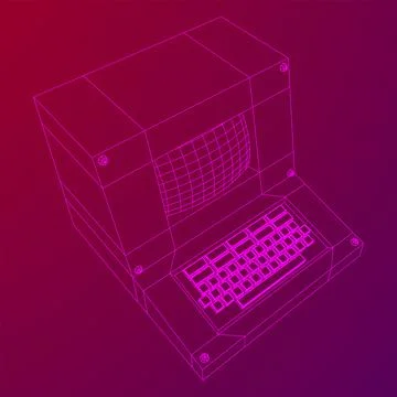 Classic retro perconal computer. Programming code concept Stock Illustration