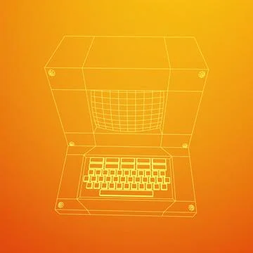Classic retro perconal computer. Programming code concept Stock Illustration
