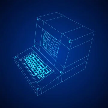 Classic retro perconal computer. Programming code concept 스톡 일러스트