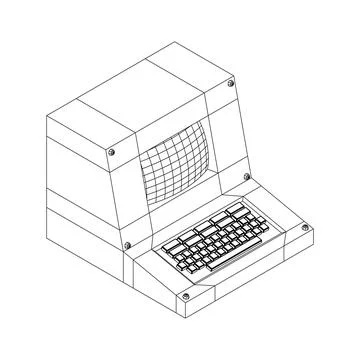 Classic retro perconal computer. Programming code concept イラスト素材