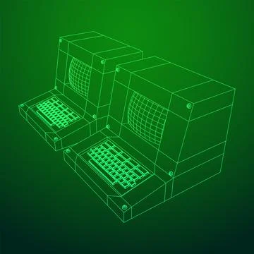 Classic retro perconal computer. Programming code concept Stock-Illustration