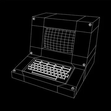 Classic retro perconal computer. Programming code concept 스톡 일러스트